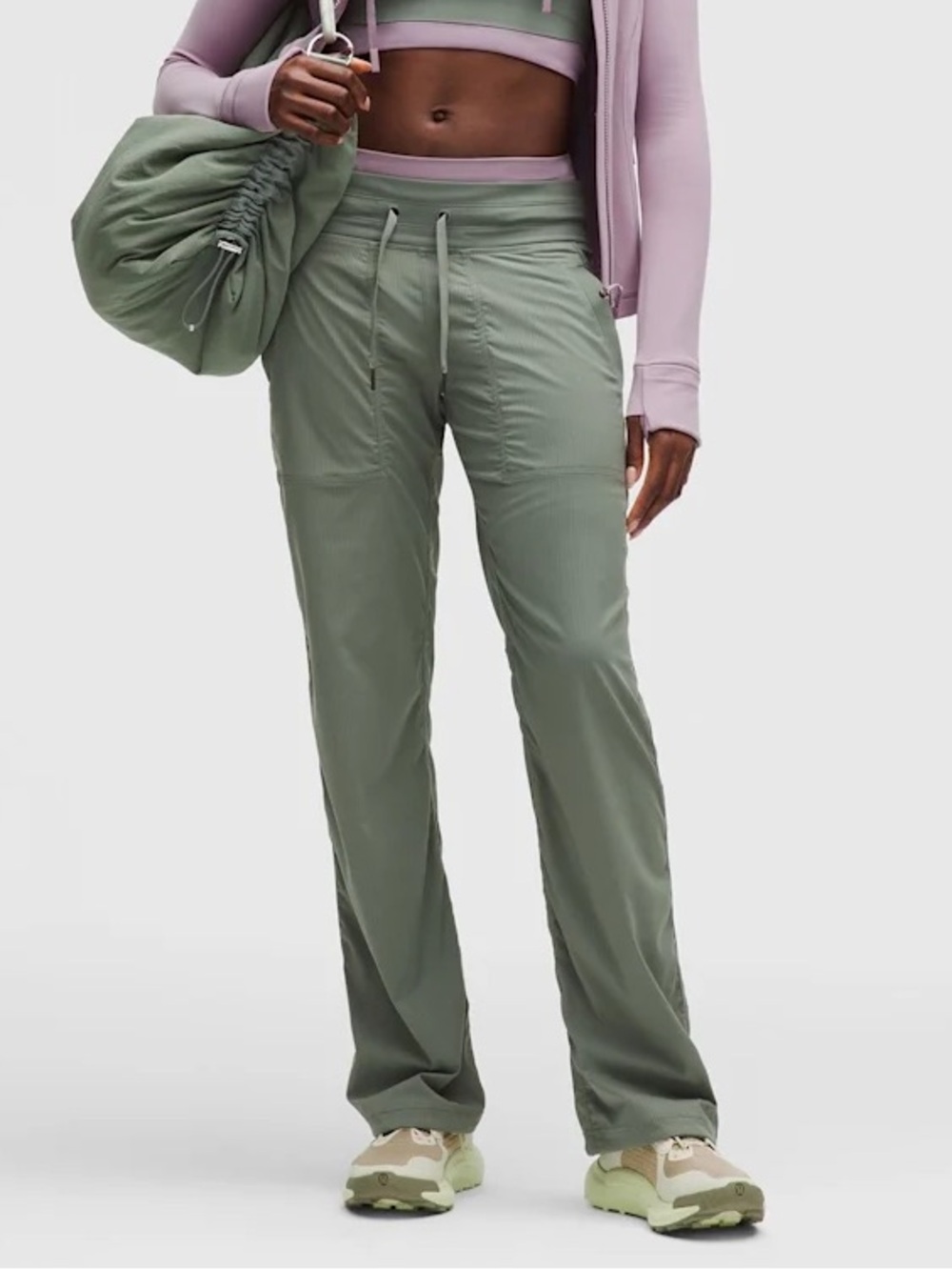 Lululemon Dance Studio Pants Sage Green 6 Straight Leg Mid Rise Lightweight
